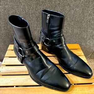 Saint Laurent Wyatt Harness Boots in Smooth Leather